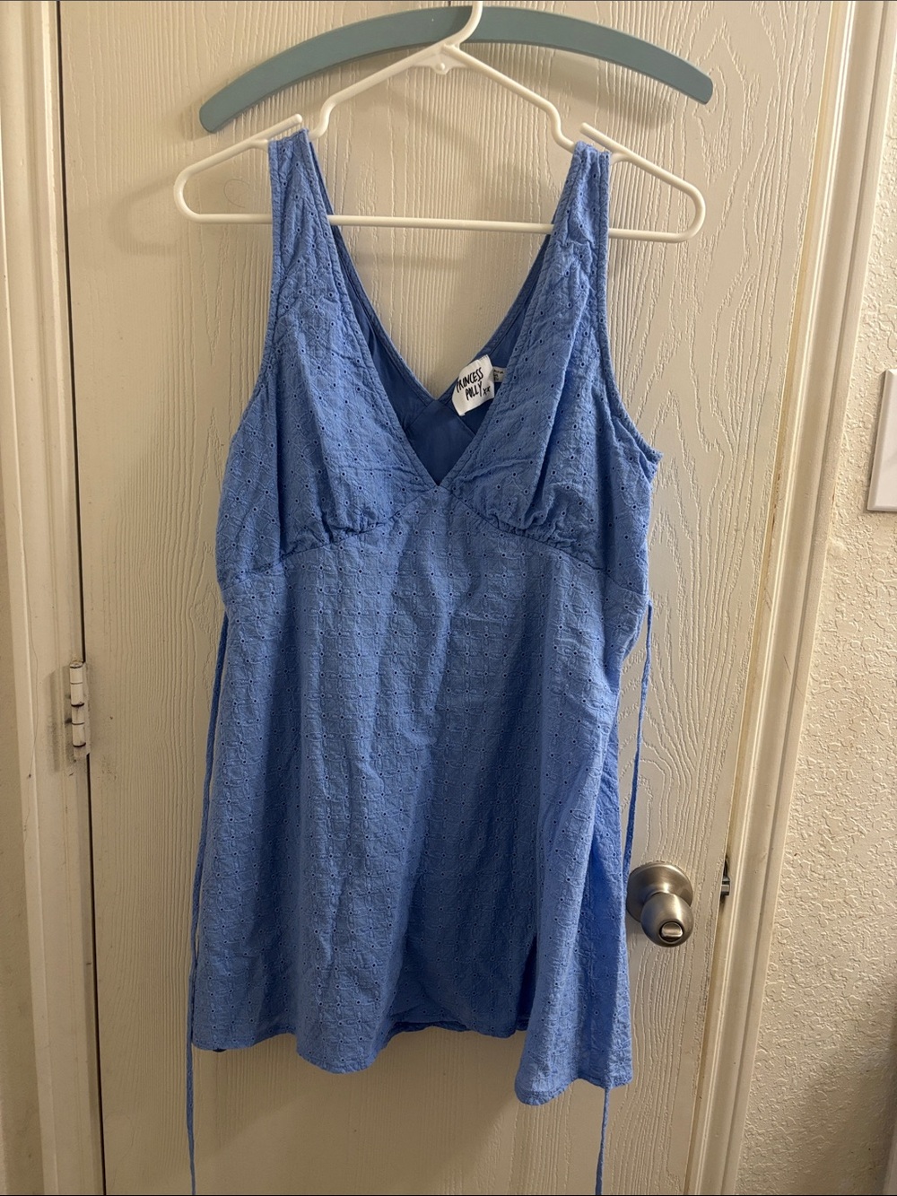 Princess Polly Light Blue Eyelet Mini Dress